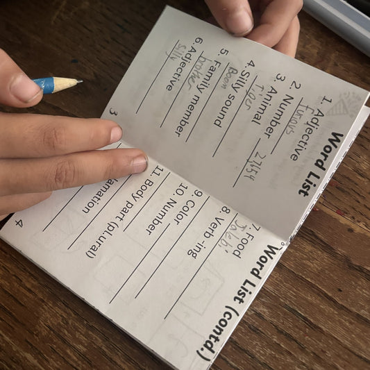 Word list pages filled in by hand