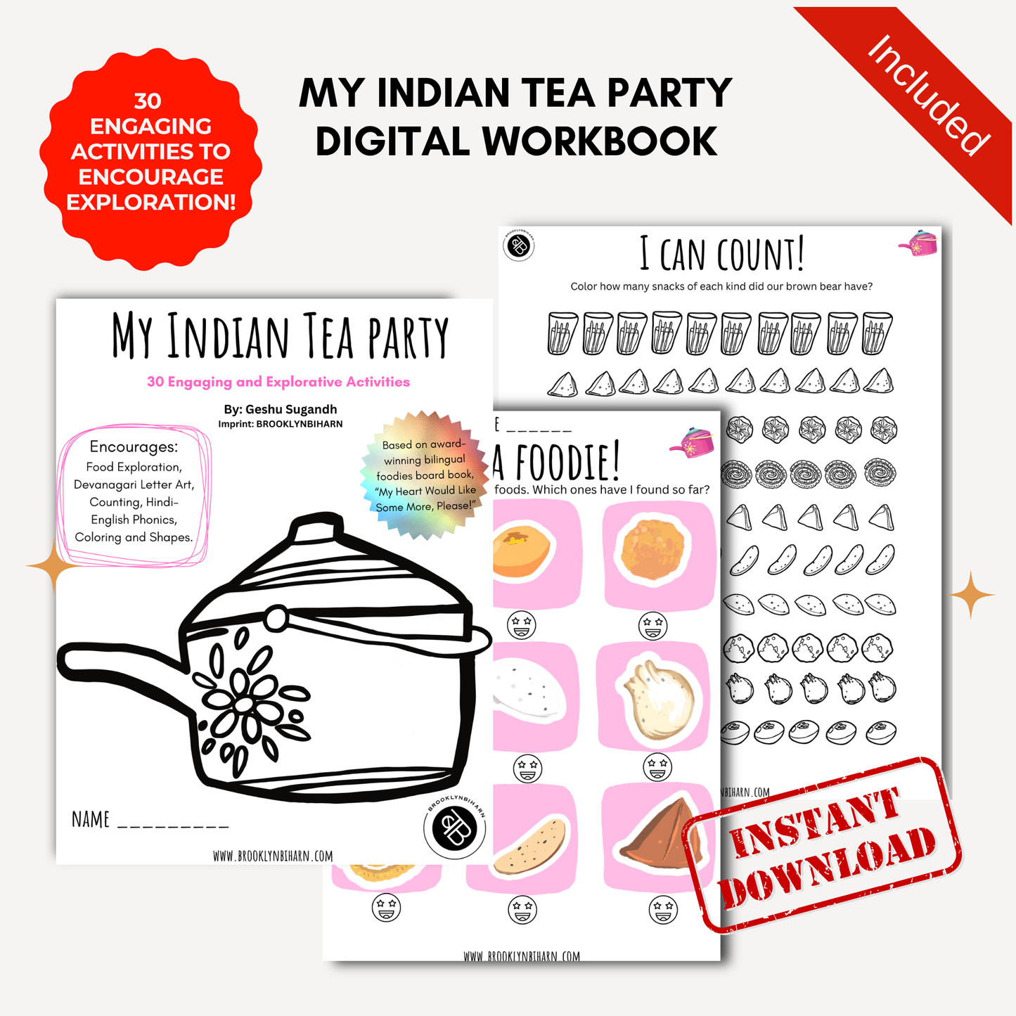 My Indian Tea Party Activity Workbook | 30 Activities That Encourage Exploration