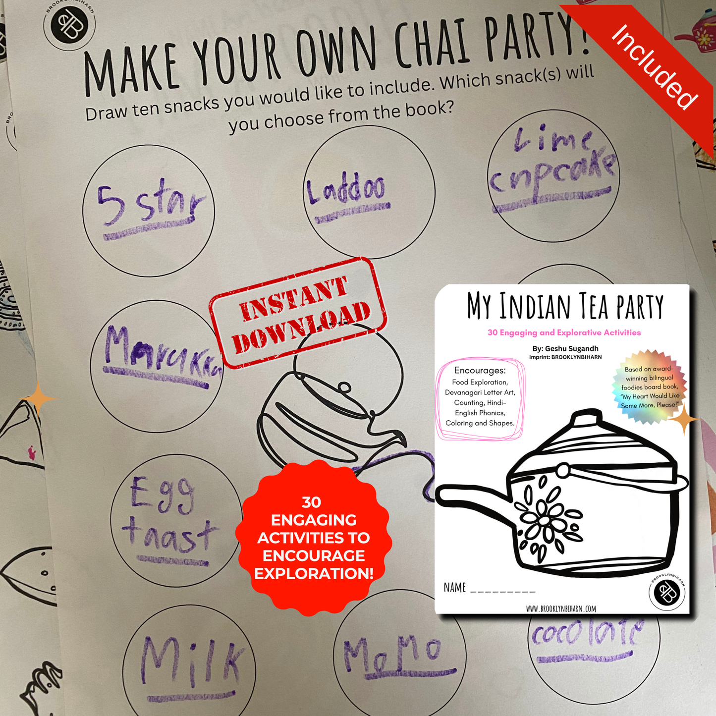 My Indian Tea Party Activity Workbook | 30 Activities That Encourage Exploration