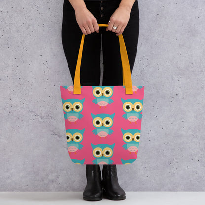 Owls All Over My Tote Bag Large Pink