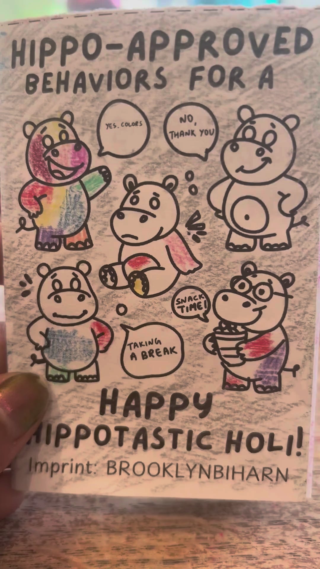 Flip-through of the Hippo-Approved Holi mini zine
