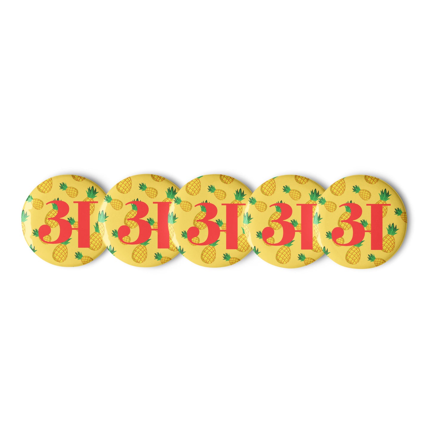 Devanagari Alphabet Buttons. Set of 5 metal pins. Custom